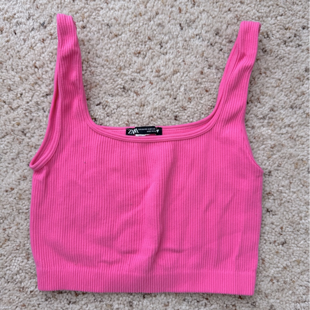Pink Ribbed Tank Top | Zara | Size XS-S 🩷